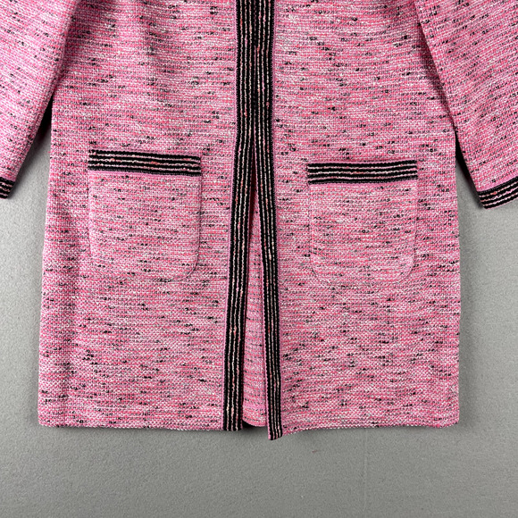 St.John For Mary Kay Long Tweed Jacket Womens 2 Pink Wool Old Money Classic NWT - Picture 3 of 16